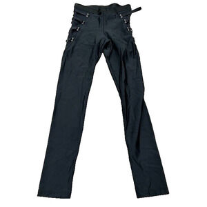 Blue Life Fit Womens Garter Leggings Elastic Waist Sheer Mesh Panel Black Size S